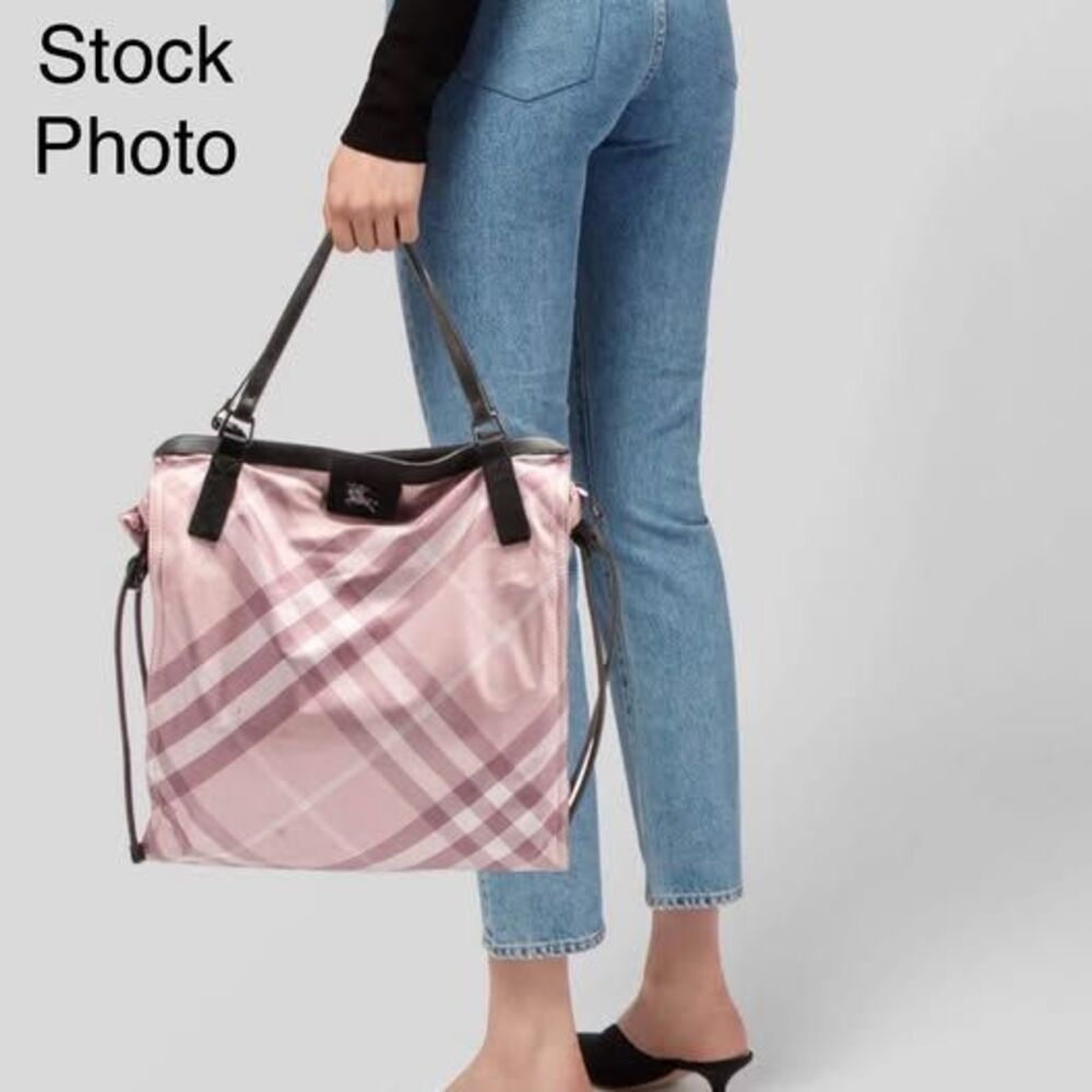 Authentic Burberry Pink Prorsum Nova Check Tote Bag